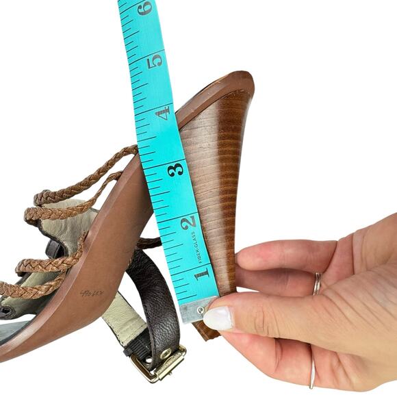 MICHAEL Michael Kors Dark Brown Leather Braided Strap Cone Heel Sandals - Picture 10 of 12